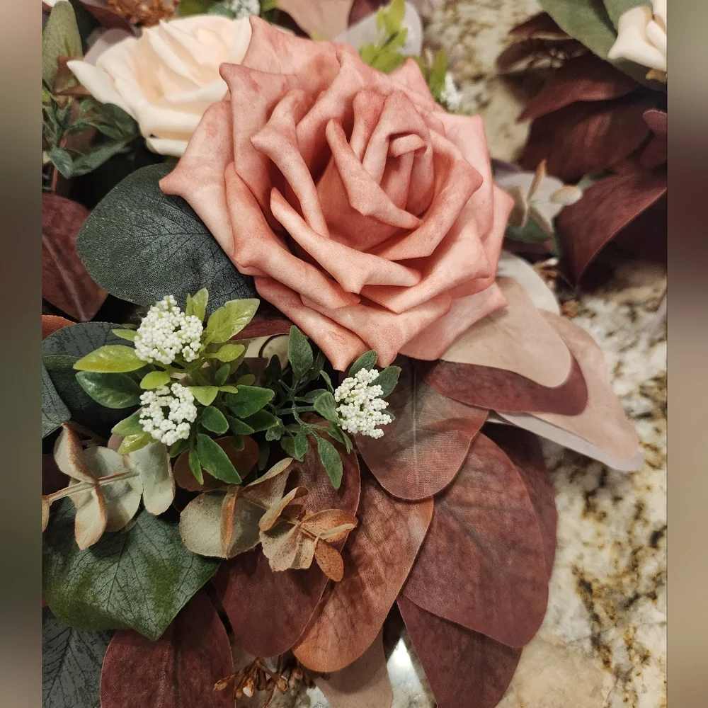 Lings Flowers Centerpiece Arrangement Dusty Rose & Cream Wedding, Baby Shower